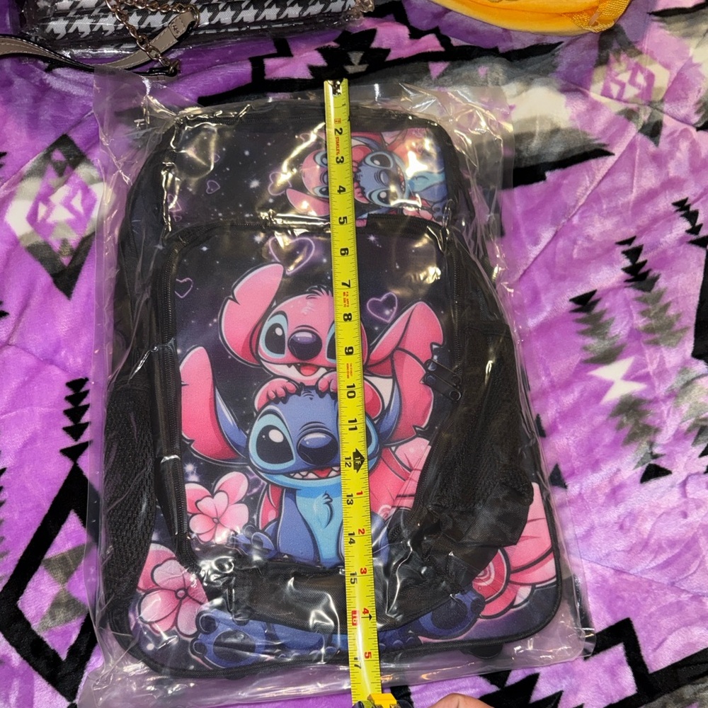 Stitch & Angel Pink/Black Cartoon Backpack - Picture 3 of 4